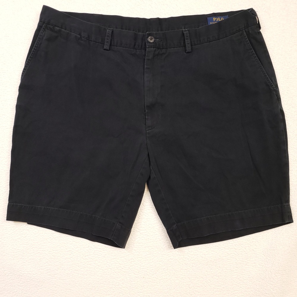 Polo Ralph Lauren Chino Shorts Mens 40 Black Classic Fit 9" Inseam Cotton Flat
